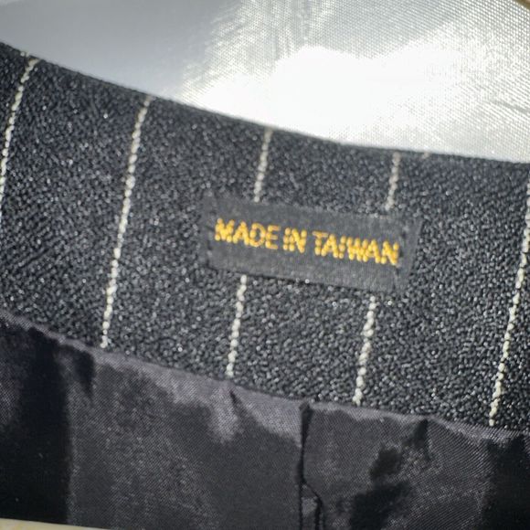 Dino Davinci Mens Double Breasted Coat Jacket Black Sz R40 Pocket White Stripes - Picture 4 of 14